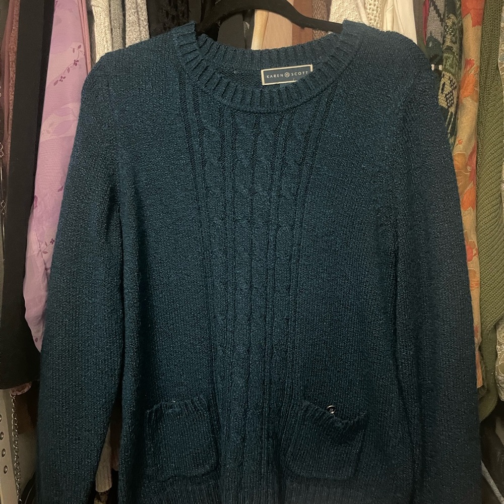 Karen Scott Deep Blue Knit Sweater